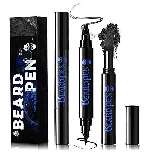 NewBang Beard Pencil Kit - Waterproof and Long-Lasting 4 Tip Pen for Natural Looking Beard, Moustache &amp; Eyebrows (Black, 2PCS)