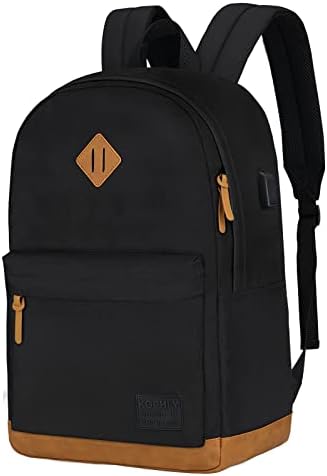 KOPHLY Large Travel Laptop Backpack with USB Charging Port for Men and Women, Classic School Backpack for Boys and Girls, Work Bag(18Inches\/Black)