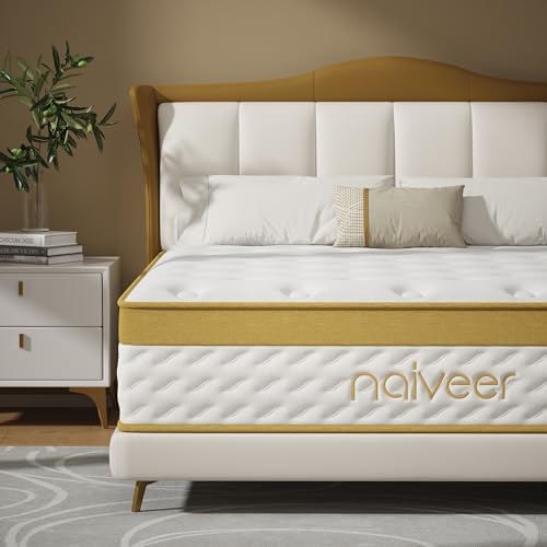 Naiveer Cooling Gel Memory Foam Hybrid Mattress, 12 Inch Full Size Mattress in A Box with Pocket Springs for Back Pain &amp; Pressure Relief, Medium Firm Feeling with CertiPUR-US Certified Foam
