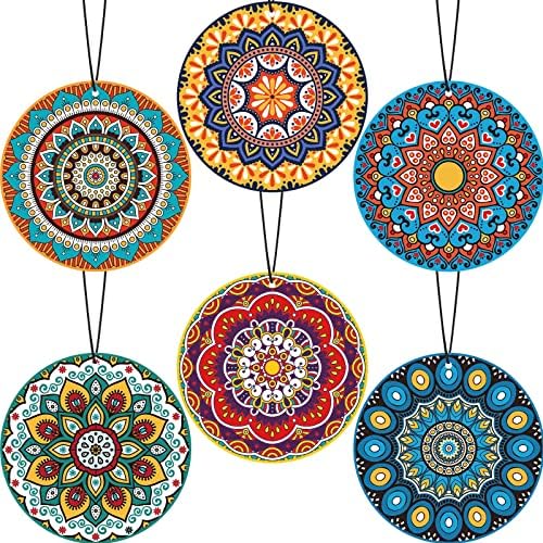 12 Pieces Mandala Car Air Fresheners, Hanging Hippie Car Accessories, Boho Style Automotive Air Fresheners Long Lasting for Women Men Auto Interior Decoration