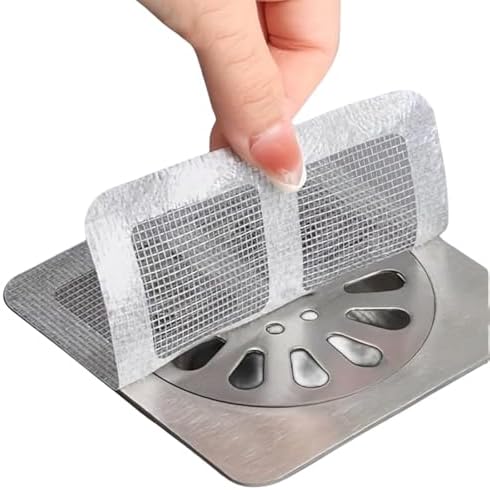 Generic 20PCS Pack,4&#34;&#34; X 4&#34;&#34; Disposable Shower Drain Cover Hair Catcher Shower Drain Mesh Stickers, Bathroom, Laundry, Bathtub, Kitchen, Sink, for Human and pet Hair (20 PCS), White