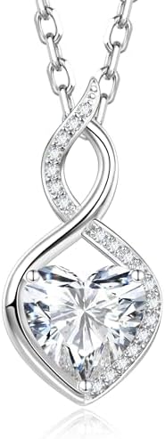 CACESTONE 1ct\/2ct Moissanite Heart Pendant Necklaces for Women, 925 Sterling Silver Imitation Diamond Moissanite Infinity Heart Necklace, Ideal Birthday Anniversary Jewelry Gifts for Mom Wife Her