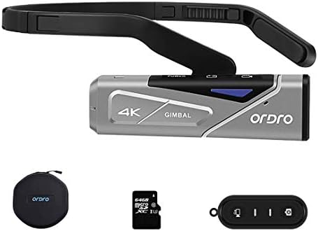 ORDRO 4K Video Camera FPV Vlog Camera Camcorder EP7 4K 60FPS Wearable Video Camera Recorder with Gimbal Stabilizer Remote Control Carrying Case and 64GB Memory Card