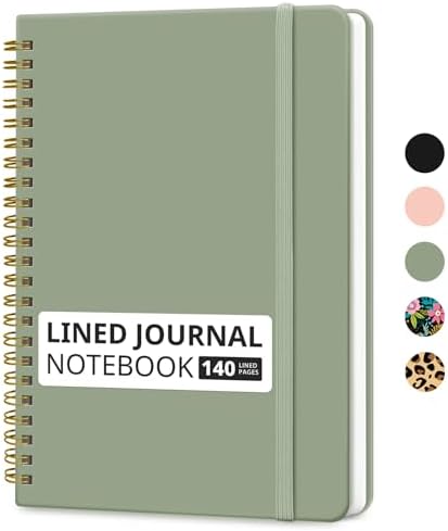 Lined Spiral Journal Notebook for Women &amp; Men, 140 Pages, College Ruled Hardcover Notebook for Work &amp; Note Taking, Journals for Writing, A5(6&#34;x8&#34;) - Green