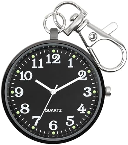 FUNGORGT Minimalist Ultra Thin Open Face Quartz Pocket Watch with Key Buckle Unisex Portable Unisex Pocket Watch