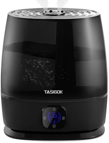 TASIGOK Home Humidifier 6-liter Cold Warm Mist Air Humidifier Suitable for Large Room Baby Nursery, 50 Hour Easy Cleaning, Top Filling, Ultrasonic Silent, Essential Oil, Automatic Mode, Suitable for H