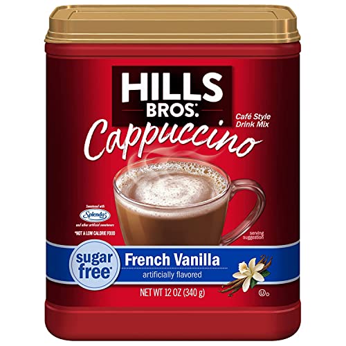 Hills Bros. Instant Cappuccino Mix, Sugar Free French Vanilla (12 Oz, Pack of 1) \u2013 Convenient and Versatile, Instant Hot or Iced Coffee, Frothy &amp; Rich Vanilla Flavor - Just Add Water