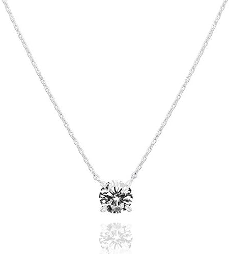 PAVOI 14K Gold Plated Crystal Solitaire 1.5 Carat (7.3mm) Cubic Zirconia Dainty Choker Necklace  Gold Necklaces for Women