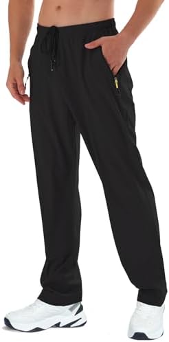 AIRIKE Men&#39;s Elastic Waist Hiking Pants Water Resistant Quick-Dry Lightweight Outdoor Sweatpants with Zipper Pockets