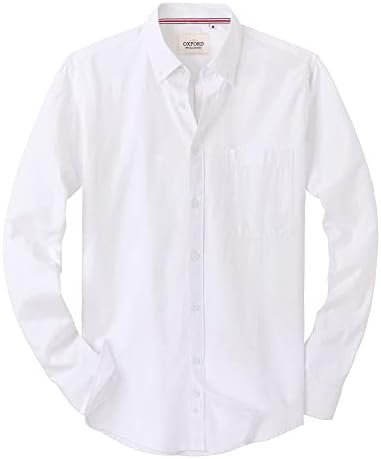Alimens &amp; Gentle Mens Solid Oxford Shirt Long Sleeve Dress Shirt Work Casual Button Down Shirts with Pocket