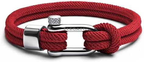 Elegatto Alchor Platinum Rope Bracelet for Men  Premium Nylon Marine Cord with Silver Polished Stainless Steel Shackle Closure  Waterproof and Fade-Resistant  Men\u2019s Designer Bracelets
