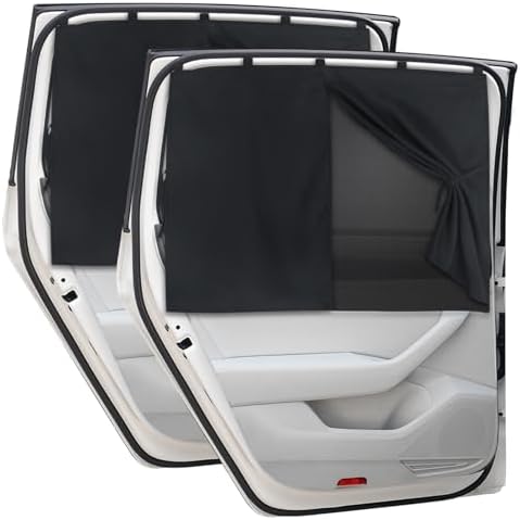 Car Window Shades, 2 PCS Magnetic Double Layer Auto Sun Shade for Side Windows Privacy Full Covers\/Half Shade Options Back Car Window Curtains for Baby Protection