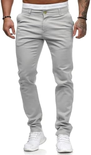 Mens Chinos Slim Fit Stretch Flat-Front Skinny Dress Pants