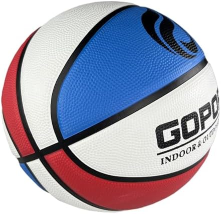 Goporoy Size 5(27.5&#34;) Youth Premium Rubber Basketball for Kids Indoor Outdoor Basketball with Needle, Pump and Carry Bag