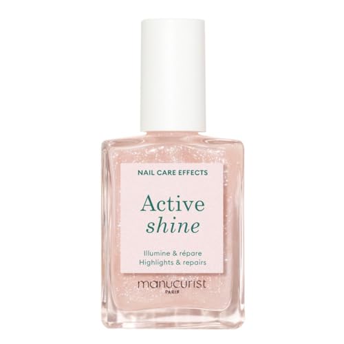 Manucurist Active Shine Illuminating &amp; Care Nail Polish - Nail Concealer - No Lamp - Ultra-Shiny 2 in 1 Nude Gel Polish: Nail Strengthener and Growth, Highlighter &amp; Care - Damaged Nails Repair