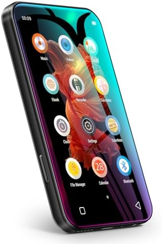 TIMMKOO 72GB MP3 Player with Bluetooth, 4.0&#34; Full Touchscreen Mp4 Mp3 Player with Speaker, Portable HiFi Sound Mp3 Player with Bluetooth, Voice Recorder, Can&#39;t Download Apps (Black)