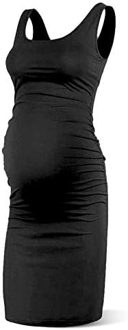 Rnxrbb S-2XL Women Summer Sleeveless Maternity Dress Pregnancy Tank Scoop Neck Mama Clothes Casual Bodycon Clothing