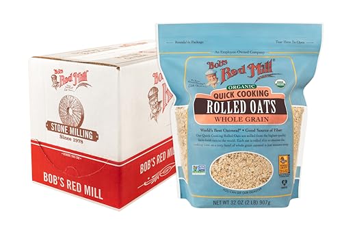 Bob&#39;s Red Mill Organic Quick Cooking Rolled Oats, 32oz (Pack of 4) - Non GMO, Whole Grain, Vegan, Kosher