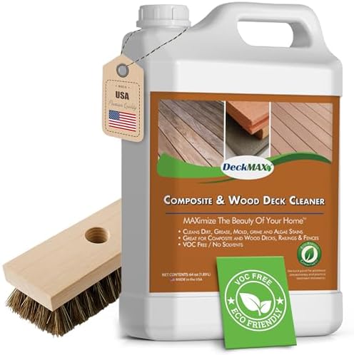 DeckMax Premium Deck Cleaner Kit  Deck Cleaner and Mildew Remover  Cleans up to 1,500 Sq. Ft.  Safe for Trex, Timbertech &amp; Wood Decking  Powerful &amp; Eco-Friendly Deck&#39;s Cleaning Solution