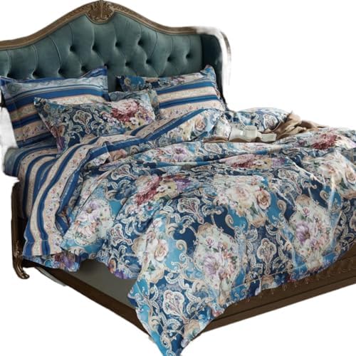 JUxiangW1574 European style thickened jacquard brushed 4Piece Quilt Cover Set, satin wedding 4Piece Quilt Cover Set, all cotton Cotton Comfort Cover Set, bedding 1.8m bed for two people