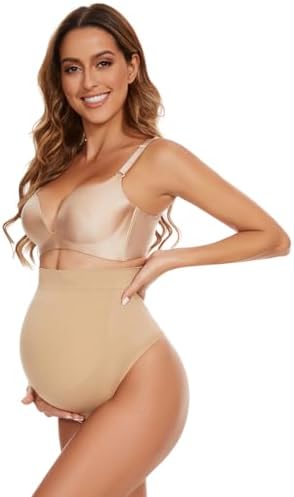 Seamless Maternity Thongs for Women, No Show Maternity Shapewear Over The Belly, Pregnancy Belly Support Panties