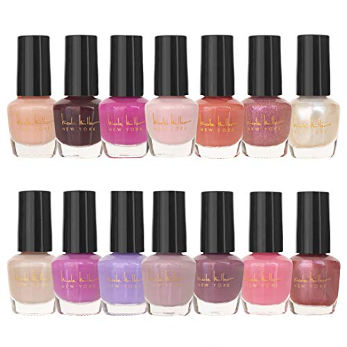 B.C BEAUTY CONCEPTS Nicole Miller Nail Polish Set, 14 MINI Nail Polish Colors, Polish Kit for Fingernails and Toenails