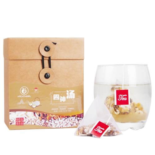 APEACHGIRL Chinese Four Spirits Soup Tea Bags 125 g (5g x 25 packs), Combination Herbs Tea, Aluminum Foil Bag, Tonifying Spleen, Nourishing the Stomach, Clearing Dampness