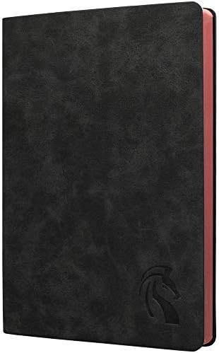 LeStallion Nice Black Notebook Ruled - Soft Cover Faux Leather Journal - 120GSM Premium Writing Paper - 200 Numbered Pages - A5 High End Black Journal Lined - Black Leather Journal For Men &amp; Women