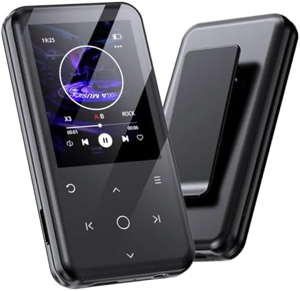 Gueray MP3 Player Bluetooth 128GB: with Clip MP3 Player with Speaker MP3 Player Suitable for Audio Books Supports FM Radio Recorder Alarm Video E-Book Pictures TF Card up to 128GB (US-Q9)