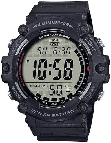 Casio Illuminator AE1500WH Series  10-Year Battery  LED Backlight  5-Alarms  1\/100 Sec Stopwatch  Men&#39;s Digital Watch