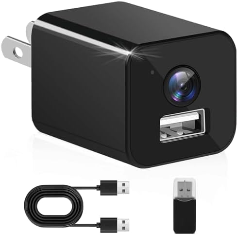 WFULM USB Charger Camera, 1080P HD Smart Security Cameras Indoor Pet Nanny Cam with Motion Detection, Loop Recording Mini Video Recorder for Home, No Audio