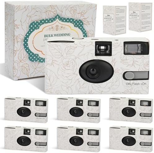 6 Pack Disposable Cameras for Wedding Bulk, 35mm Golden Rose Single-Use Film Cameras with Flash, One Time Cameras for Birthday Party Baby Shower Gathering Wedding, lSO 400 Film,17 Exposures