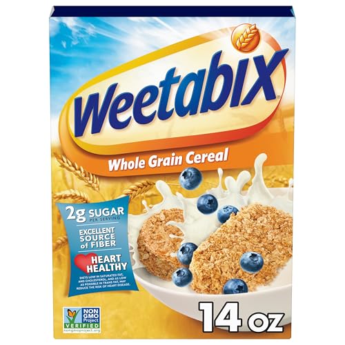 Weetabix Biscuits Whole Grain Cereal, Lightly Sweet Whole Grain Wheat Biscuits, Delicious as Part of Breakfasts or Snacks, 14 OZ Box