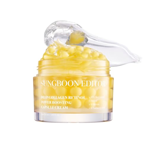 SUNGBOON EDITOR Deep Collagen Retinol Power Boosting Capsule Cream  Microneedling, White Spicules, Skin Firming, Hydration for Dry Skin, Wrinkles, Face Moisturizer, Retinol Cream for Face, 1.69 fl.oz