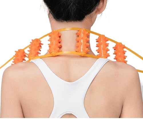 Piegridiat Portable Massager Neck Neck, Shoulder Back Massager Neck Portable Neck Massager Shoulder Manual Rolling Pull Back Bar No Need for Human Massage Meridian Tools Multi functional