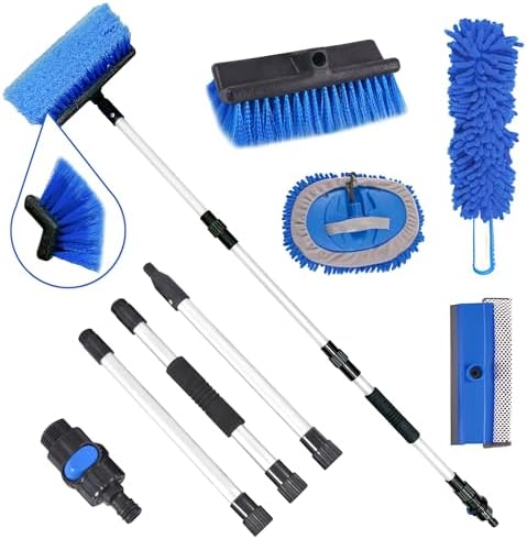 54 inches (approximately 7 Centimeter long handle car wash brush, anti scratch circulation soft bristle car wash brush kit, on/off switch with car wash mop, windshield scraper, car dust collector suit