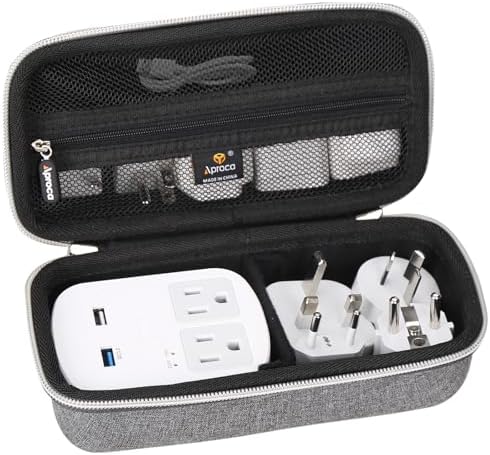 Aproca Grey Hard Travel Storage Protective Case, for Ceptics World Travel Adapter Kit