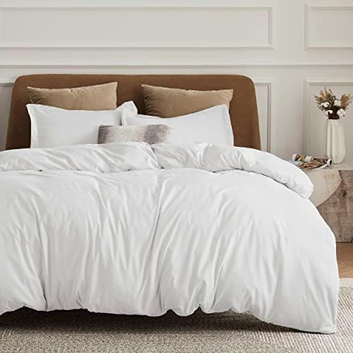 Bedsure White Duvet Cover Queen Size - Soft Double Brushed Bedding Set for Kids &amp; Adults, Zipper Closure, 3 Pieces, Includes 1 Duvet Cover (90&#34;x90&#34;) &amp; 2 Pillow Shams, NO Comforter