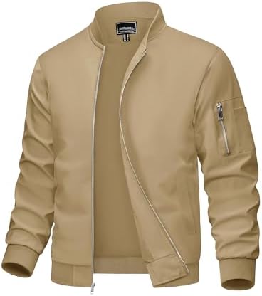 MAGCOMSEN Men&#39;s Bomber Jacket Lightweight Casual Windbreaker Spring Fall Zip Up Coat with 5 Pocket