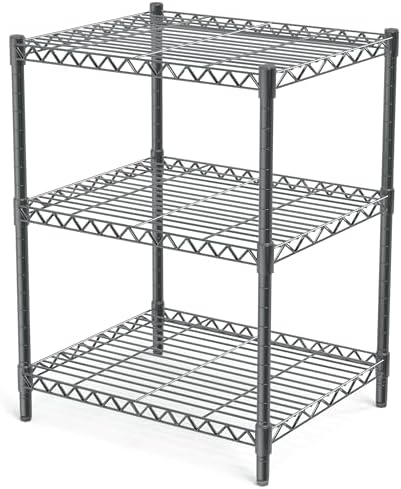 AHEONLAR 3 Tier Grey Storage Racks and Shelving - Heavy Steel Material Pantry Shelves - Adjustable Storage Shelf Metal Storage Rack Wire, Suitable for Warehouses, Closets, Kitchens\u2026