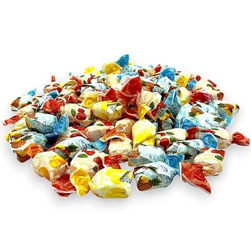 Fruit Filled Hard Candy, Delicious and Flavorful Gourmet Bon Bons Cherry, Orange, Strawberry, Pineapple, and Lemon 1.5 lbs Individually Wrapped for Freshness -Assorted Hard Candy With A Soft Chewy Cen