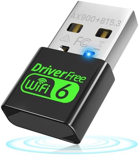 USB WiFi 6 Bluetooth Adapter 2-in-1 for Desktop PC - AX900Mbps 2.4G\/5GHz Dual Band Wireless Network Adapter, BT 5.3, Built-in Driver for Windows 10\/11