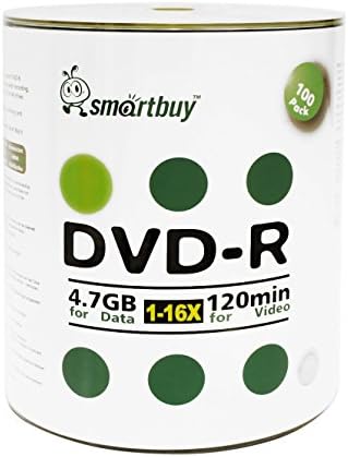 Smart Buy 100 Pack DVD-R 4.7gb 16x Logo Blank Data Video Movie Recordable Disc, 100 Disc 100pk