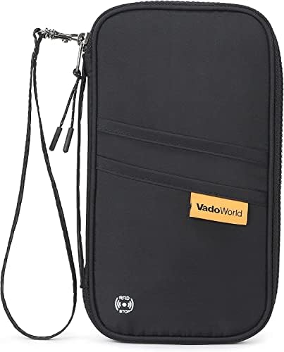 vadoworld Family Passport Holder Wallet, RFID Blocking, Travel Essential for Men and Women, Travel Document Organizer (Black)