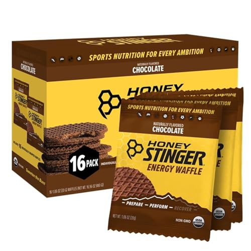 Honey Stinger Organic Chocolate Waffle, Energy Stroopwafel for Exercise, Endurance and Performance, Sports Nutrition for Home &amp; Gym, Pre and Post Workout, Box of 16 Waffles, 16.96 Ounce