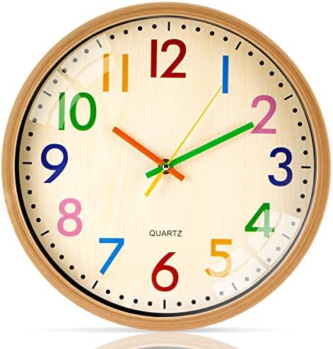 UOIXPUHUO 12 Inch Silent Kid Wall Clock Non-Ticking Clock for Kids Battery Operated Easy to Read 3D Numerals Classroom Clock for Nursery Classroom Office Living Room Bedroom Playroom Decor