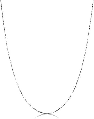 Kooljewerry 14k White Gold Box Chain Women's Pendant Necklace (0.6mm, 0.7mm, 0.8mm or 1mm/Length from 13 to 30 inches), White Gold, No Gems