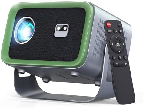 Auto Focus4K Projector with WiFi and Bluetooth, 360° Rotatable Movie Projector with Auto Keystone &amp; Zoom, Outdoor Projector for Phone\/PC\/TV Stick\/DVD\/HDMI\/USB