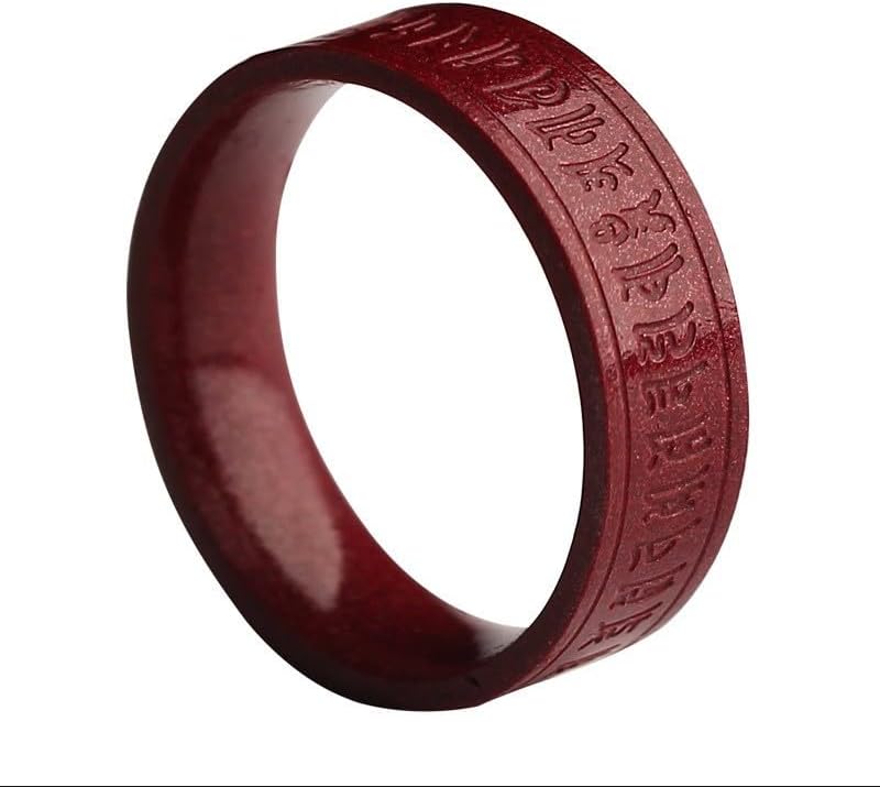 Usoway Natural Cinnabar Heart Sutra Ring for Men and Women Purple Gold Sand Jewelry, Six Character Mantra Red Ring for the Year of the Tiger, Yellow, 9355968429662
