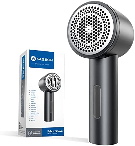 VASSON Fabric Shaver, Electric Lint Remover Rechargeable, Lint Shaver, Sweater Shavers to Remove Pilling, Sweater Defuzzer, Depillers for Clothes, Furniture (Dark Grey)